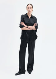 Button Down Shirt in Silk  - Black - CO Collections